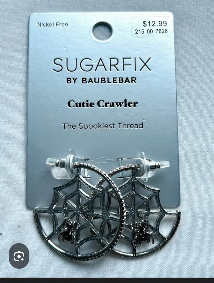 BAUBLEBAR Sugarfix Cutie Crawler Earrings - Spooky Spider Web Design, Nickel Free, Unisex Fashion Jewelry