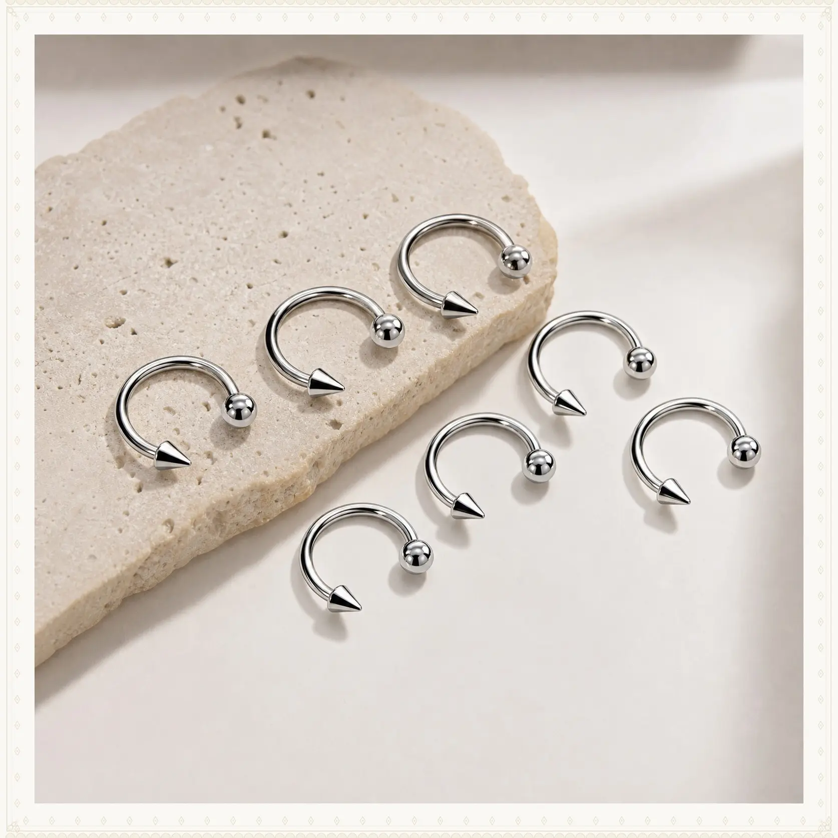 Oufer 8PCS 16G 8/10/12MM 316L Stainless Steel Horseshoe Circular Barbell