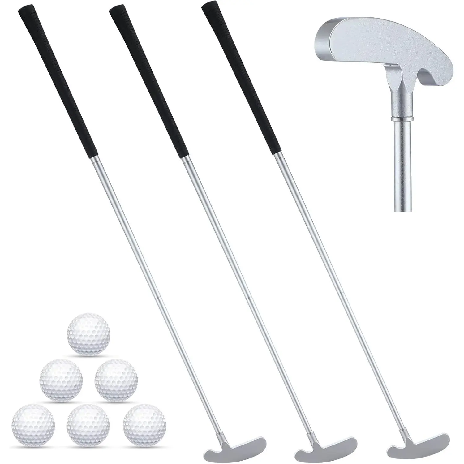 3 Sets Golf Putter Two Ways for Men Women Kids Club with 6 Practice Golf Balls for Left or Right Handed Golfers Indoor Outdoor