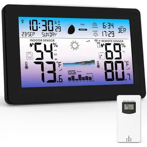 Station Indoor, Thermometer for Home, Large Color HD Display with Remote Sensor, Forecast, Clock, Moon Phase