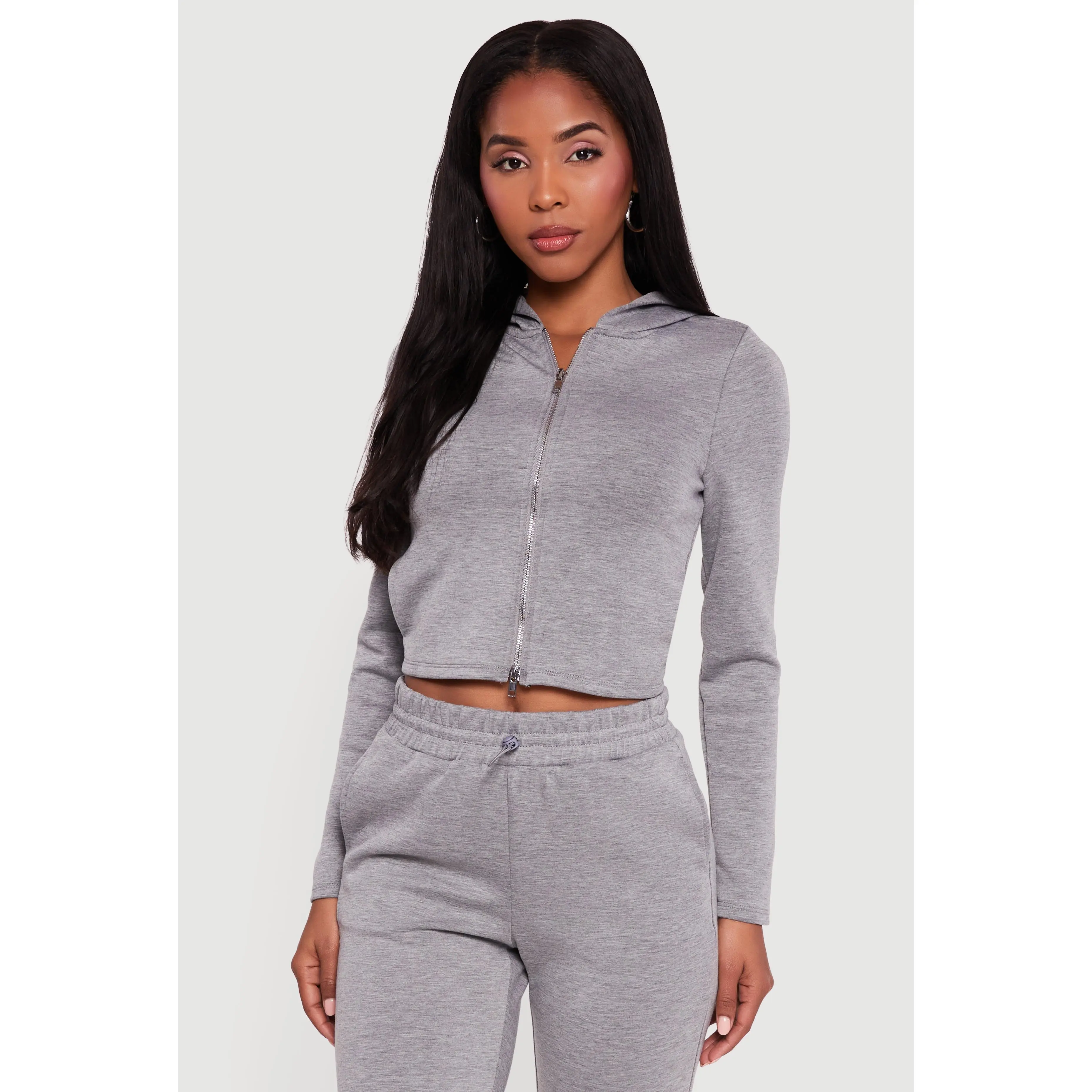 Scuba Zip Front Cropped Hoodie