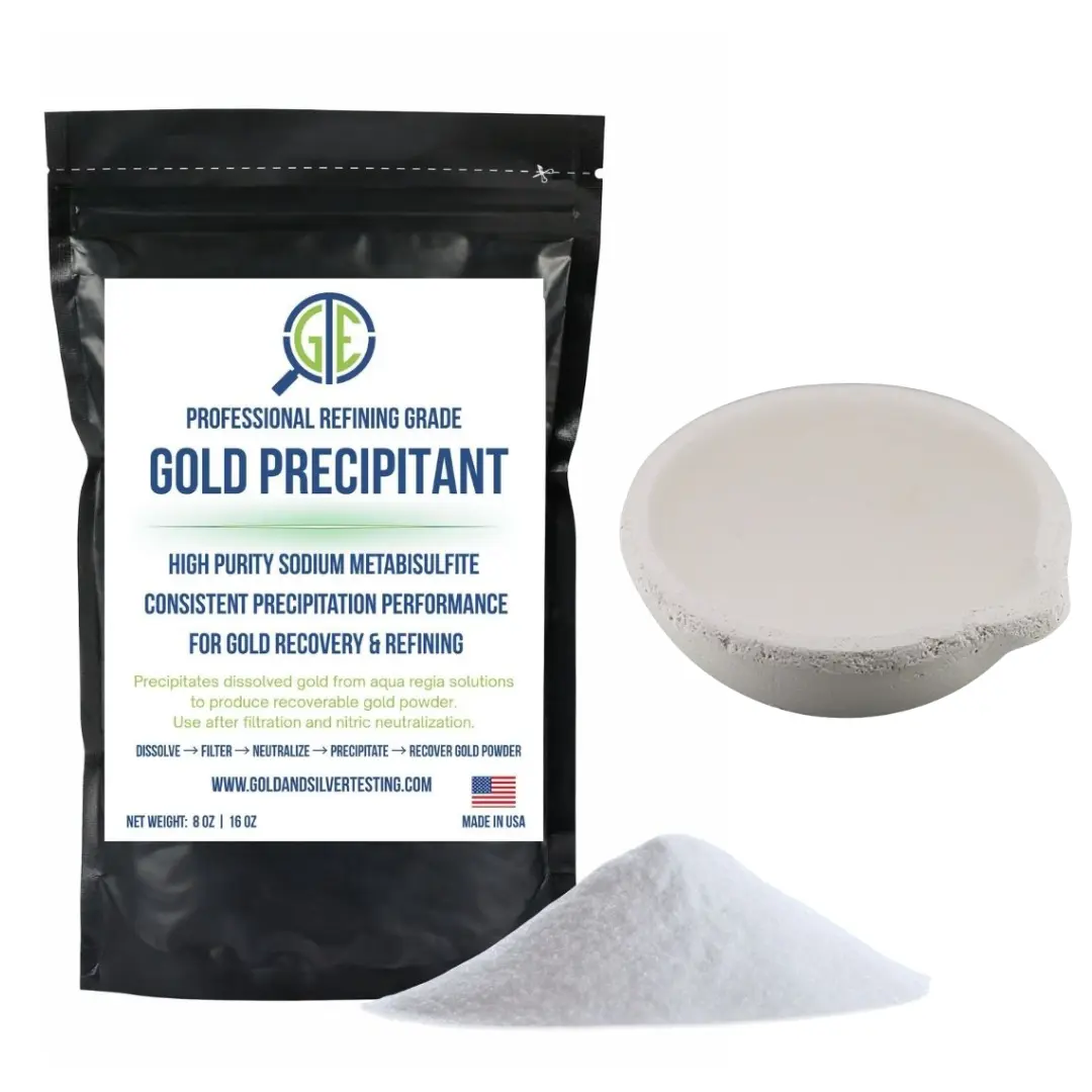 Gold Recovery & Melting Kit - 1 lb Sodium Metabisulfite SMB Precipitant, Durable Ceramic Crucible, High Temperature Melting Dish, Supports Key Steps of Gold Recovery for DIY Jewelry Making