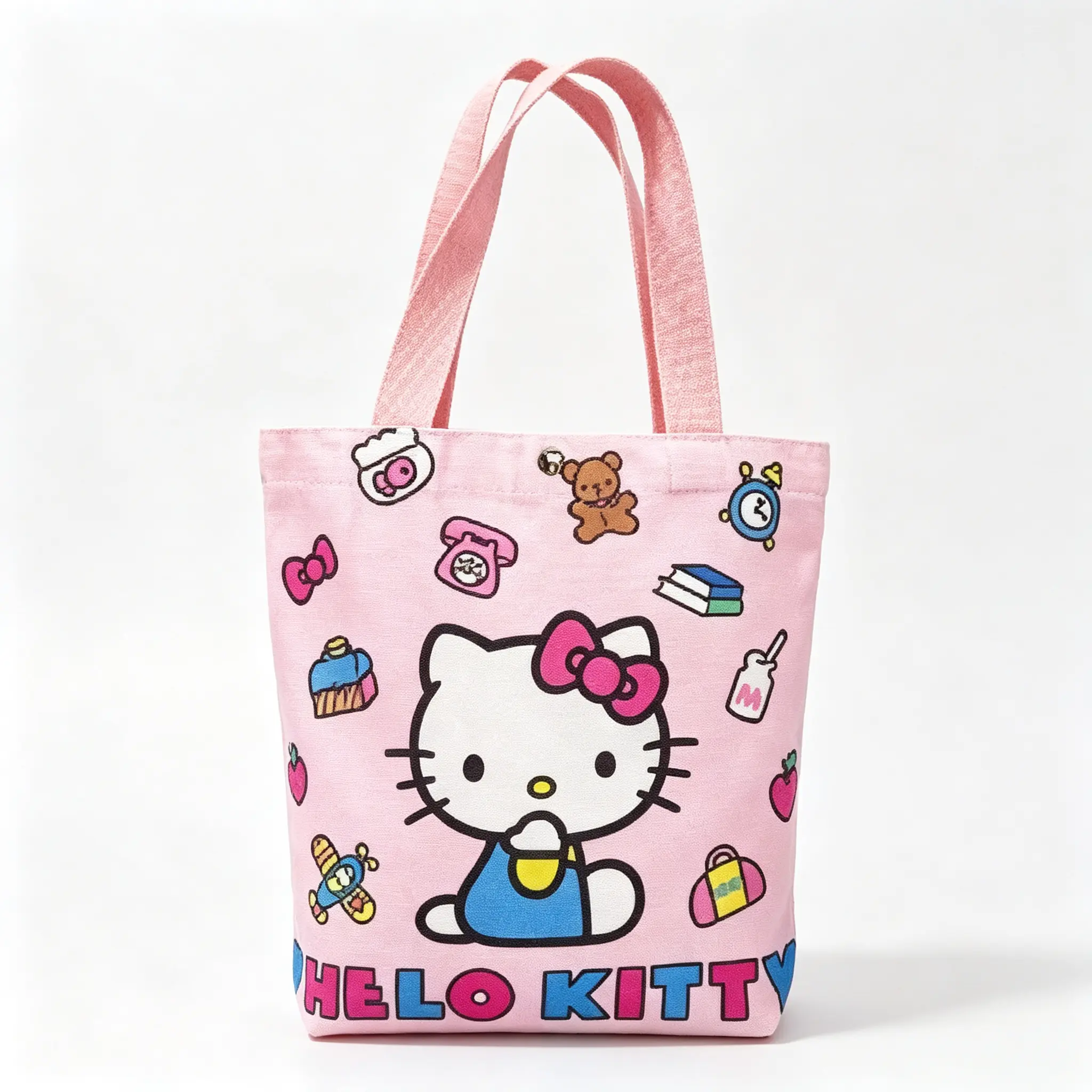 Sanrio Hello Kitty Canvas Tote Handbag - Playful Multi-Use Daily & Decor Item for Shopping, Home Decor Hanging Accessory Gift