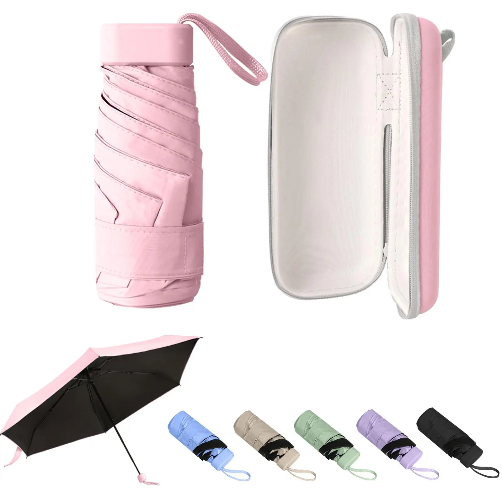 Umbrella Small Mini Umbrella, Lightweight Folding Compact Travel Umbrella Portable Parasol for Backpack Purse - Sun & Rain Pocket UV Umbrellas for Kids Girls Boys Women