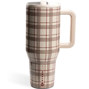HYDROJUG Blair 40oz Stylish Traveler Tumbler - Plaid Design, Leak-Proof Flip Straw Lid, Ergonomic Handle, Triple-Wall Insulation, Durable Stainless Steel Portable Water Bottle Flask for Office, Gym