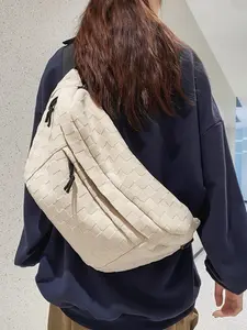 2026 New 3D Rhombus Pattern Chest Bag, Large Capacity Commuter Crossbody Bag, Travel Shoulder Bag, School Backpack, Crossbody Fanny Pack