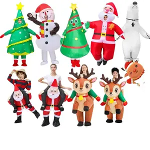 Christmas Inflatable Costume Adult Santa Claus Christmas Tree Reindeer Mascot Dress Up Props Holiday Atmosphere Dance Party Performance Outfit