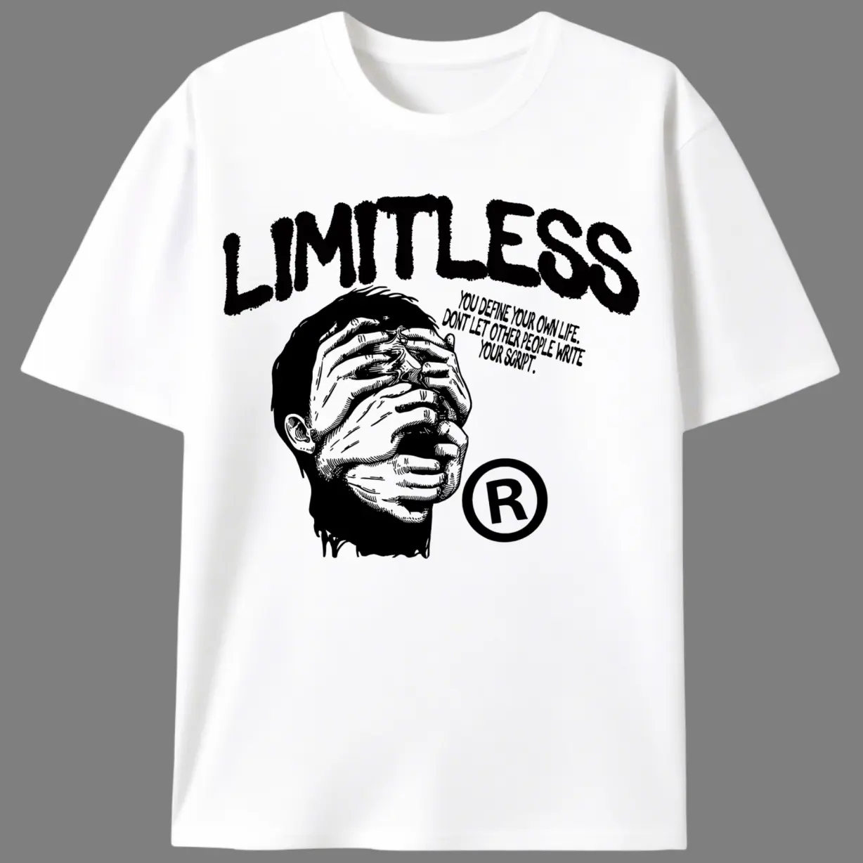 Limitless Y2K-Inspired men's cotton T-shirt-vintage art & letter print, casual round neck short sleeve tee for all seasons