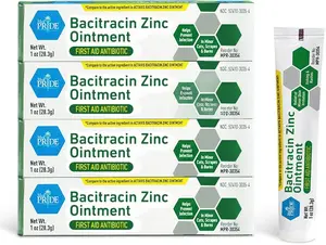 Bacitracin with Zinc Ointment 4 Pack of 1 Oz Tubes, First Aid for Skin Irritations, Cuts, Burns, Diaper Rash, Dermatitis, Eczema Therapy Skincare Daily Blend Acne Treatment Therapeutic Healthcare Healing Babies