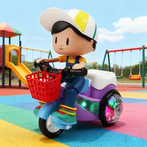 Electric Tricycle Toy for Kids with Led Lights and Music Creative Stunt Ride-on Toy for Boys and Girls Kid S Intelligent Tricycle Without Battery 7-Inch Compact Size