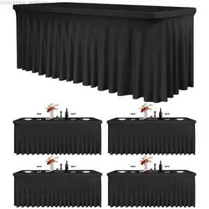6 Pack Spandex Table Skirt for 6ft 8ft Tables Stretch Elastic Fitted Table Cover Wedding Reception Baby Shower Bridal Shower Graduation Party Table Decor Easter Decor Washable Iron FreeXXUNIVERSE GOODS10