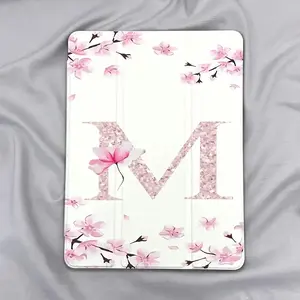Y-Style Pink Floral Letter Case for iPad for Apple 2021, Standable Protective Cover with Pencil Slot, 10.2"/12.9", Transparent Anti-Falling Shell Compatible with Air 5 M3 / A16 11 Inch Computer Tablet