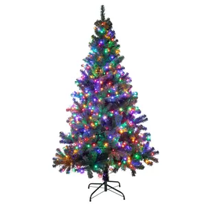 6 Ft Premium Artificial Christmas Tree with 400 LED Multicolor String Lights and Metal Stand, 8 Lighting Modes, 1000 Tips, Xmas Decoration for Home