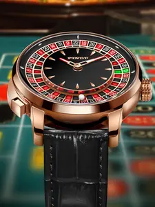 PINDU Men's Automatic Rotation Dial Watch, Nh35a Movement, Button Control, Sapphire Glass, 50m Waterproof, Unique American Style Design