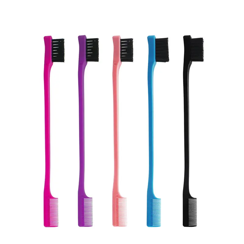 Random Color Edge Brush Comb Vendor Double Sided Edge Control Brush for Baby Hair