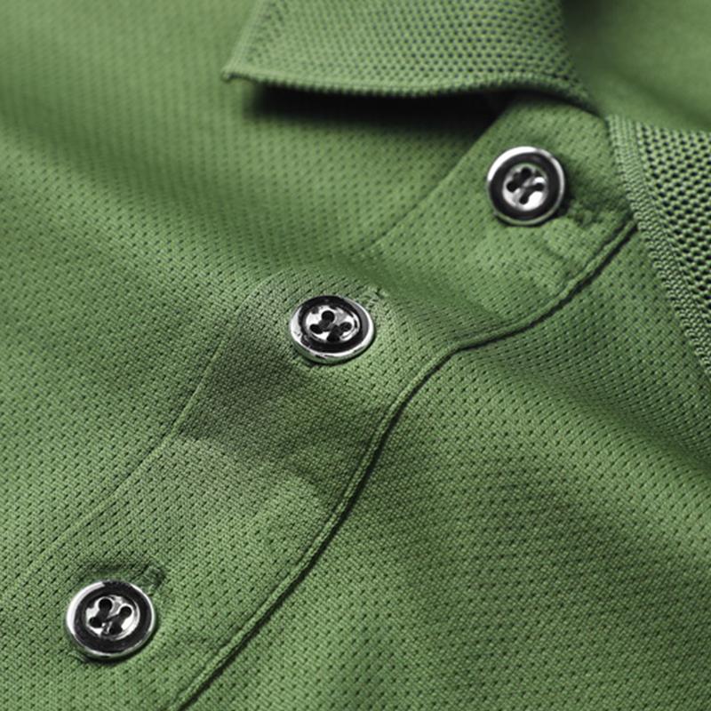 Spring and autumn long-sleeved polo shirt with turned-down collar. Solid color, glossy fabric, multiple colors. Polo shirt for casual sports wear for men. Perfect for traveling and work.