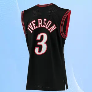 Allen Iverson stitched Basketball Jersey Men's Sleeveless Black collect
