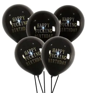 10pcs Birthday Black Balloons Letters Printed Balloons Birthday Party Decoration,Funny Birthday Balloons,Abusive Funny Happy Birthday Balloons - 10 Party Balloon Decorations, Balloon Party Supplies