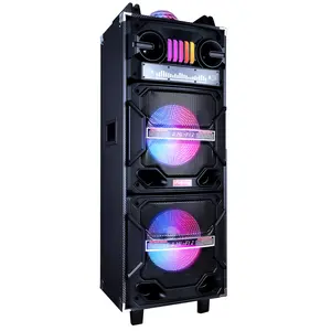Dazone 4500W Dual 10" Bluetooth Party Speaker System, Portable High Powered DJ/Karaoke Speaker with Trolley & Wheels USB SD MP3 FM Radio AUX RCA LED DJ Lights Remote Micropnone for Events Outdoor