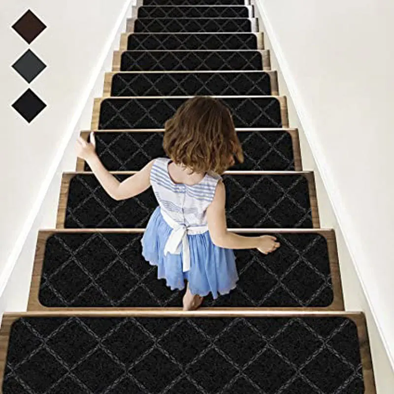 Embossed Stair Mat Black - Diamond Pattern