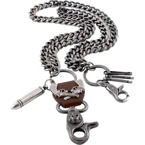 Long Wallet Chain Biker Punk Key Chains  Hop Skull Pant Heavy  Chain Suitable for Men's Jean Belt Loop Purse & Wallet Gothic Rock Cool Metal 23.6 inch, Brown