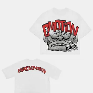 Mixed Emotion 2 Sides Tshirt, White Monster Oversized Tshirt Casual Cotton, Men Streetwear Tees, Full Colors, Full Sizes, For Men, For Women