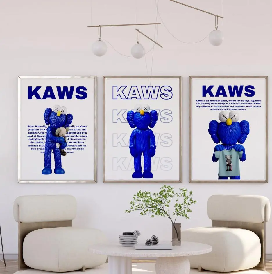 Blue Set of 3 Hypebeast Printable Poster,KAWS Poster,KAWS toys,Graffiti print,figure,Hypebeast Toys, KAWS Poster