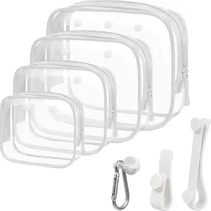 4 Pack Clear Bogg Beach Makeup Bag Accessories with 3 Pack Insert Hooks for Bogg Bags, Clear Bogg Makeup Pouches Phone Holder for Bogg Bags Divider Storage Inner Compatible Pouch Travel Cosmetic Bag Transparent Zippered Storage Bags transparent makeup bag