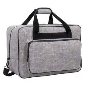 [Gray] Travel storage box bag, fashionable solid color storage bag, suitable for sewing machine storage, universal handbag storage bag, with pockets and handles