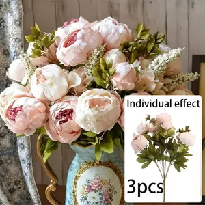 Romantic Faux Artificial Peony Bouquet, Artificial Flowers, Home Decor for Mother's Day, Wedding Party Anniversary, Festival Decoration, Universal Setting