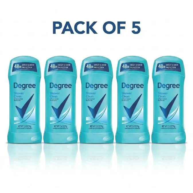 Pack of 5 Degree Shower Clean Antiperspirant Deodorant, 2.6 oz Each, Fresh Scent