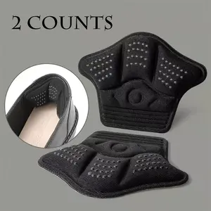2 pairs, Adhesive inserts, self-adhesive sponge insoles, wear-resistant heel stickers, suitable for adjusting large-sized shoes to small-sized ones, black sports shoe pads, suitable for casual shoe protection pads, seamless design, invisible pa