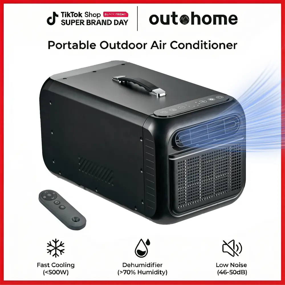 OUTOHOME 5000 BTU Portable Tent Air Conditioner - Compact Indoor-Outdoor Energy-Saving AC with Cooling Fan, Cooling Strong Airflow for Camping, Small Rooms