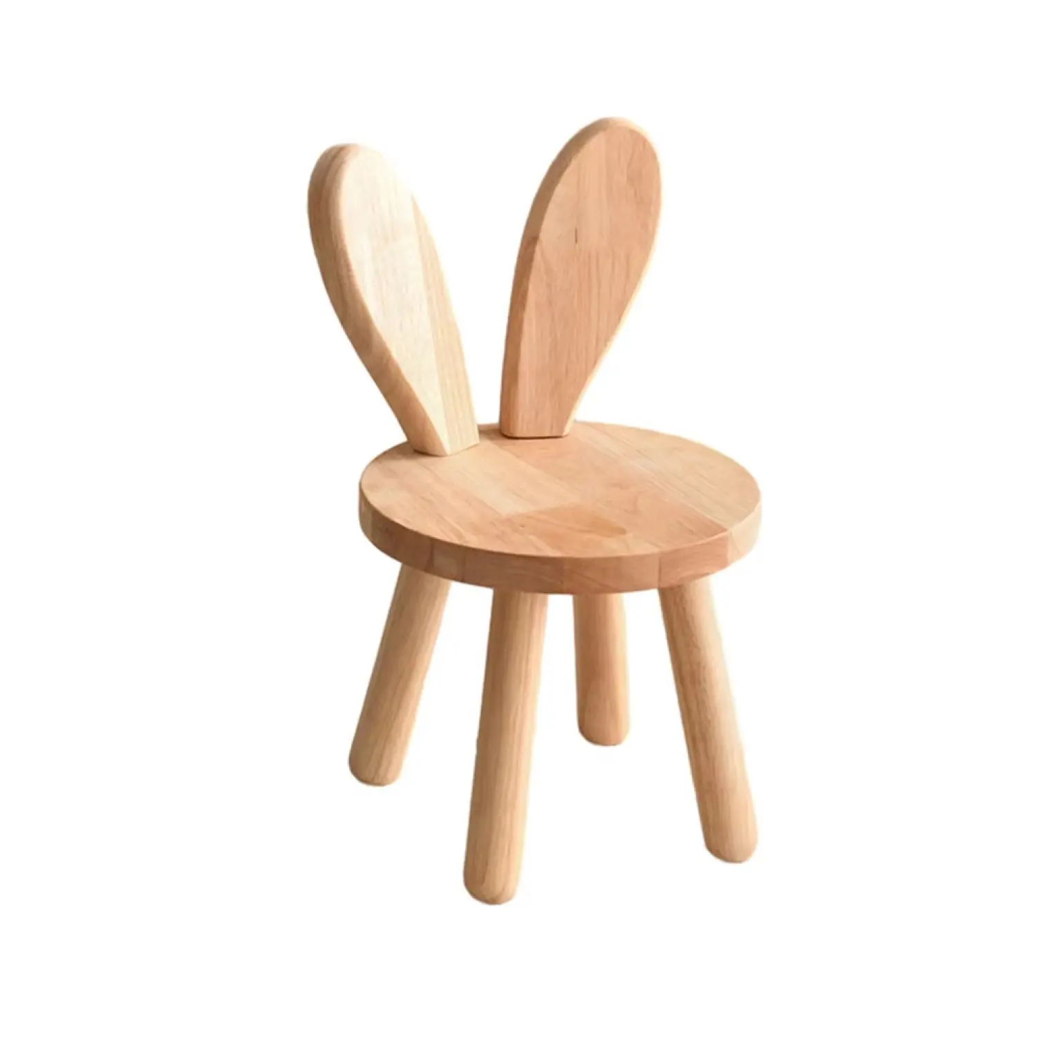 Cute Little Rabbit Shape Cartoon Solid Wood Back Stool  Chair