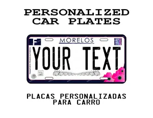 Personalized Morelos Car Plate - Decorative Aluminum Plate with High-Gloss Finish, Standard 6"x12"