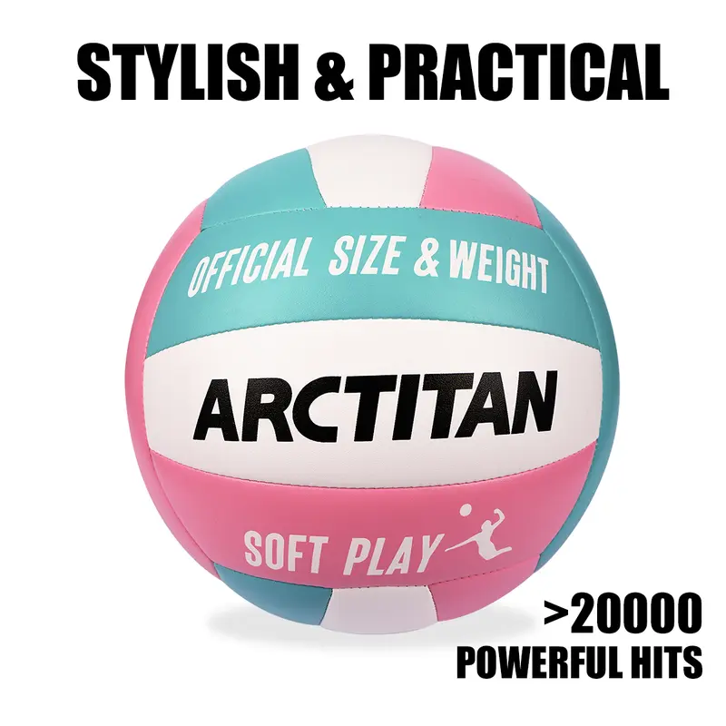Official Size 5 Soft-Touch PU Leather Volleyball - Volleyball Equipment, Sports Ball, 260-280g Waterproof Training Ball with Pump, Beginner-Friendly for Children, Boosts Flexibility & Softness for Optimum Indoor/Outdoor Play