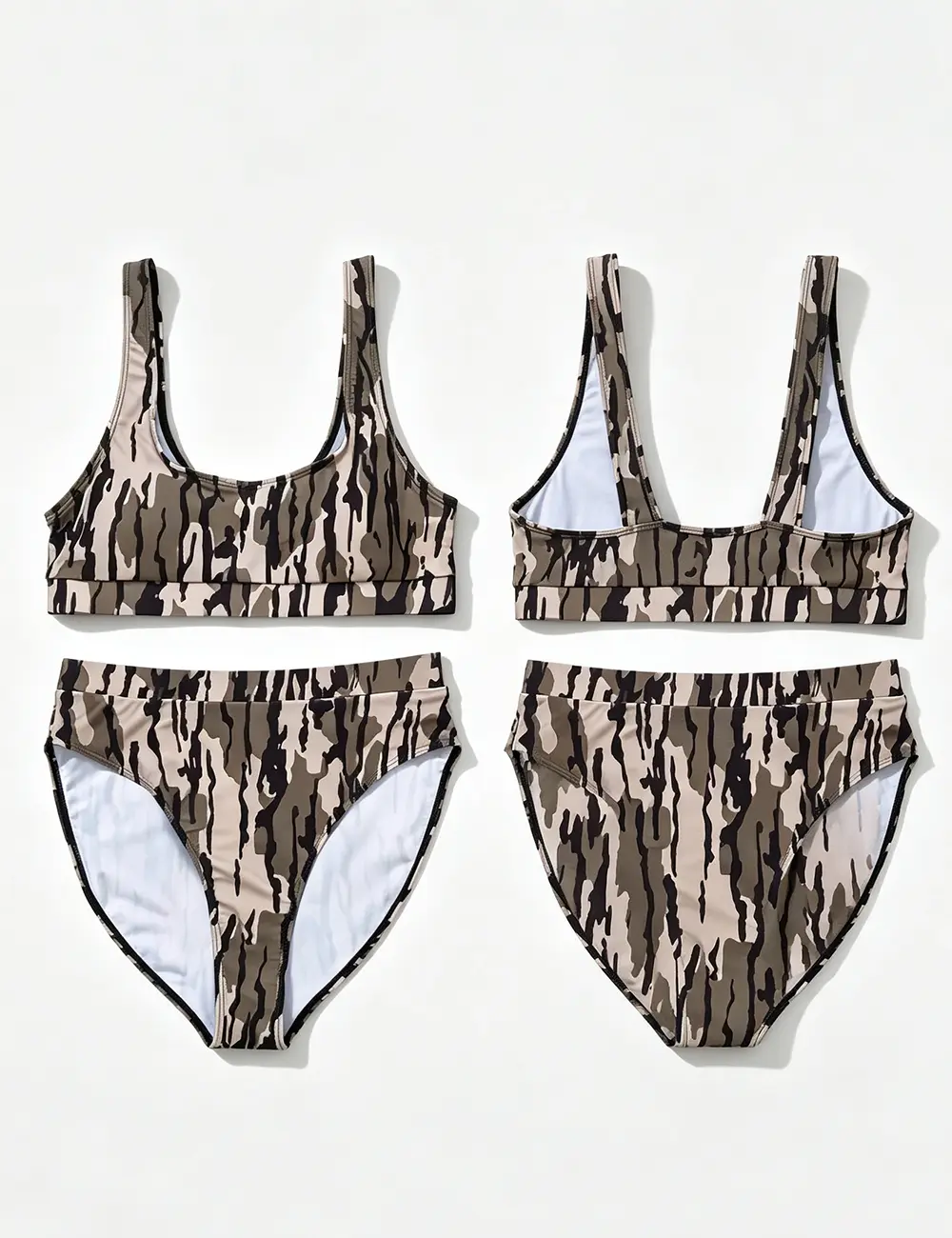 Camo Bikini, Women Camo Print Two Piece Bikini Set Square Neck High Waist Bathing Suit Trendy Swimwear for Summer Beach Vacation, Birthday & Holiday Gift