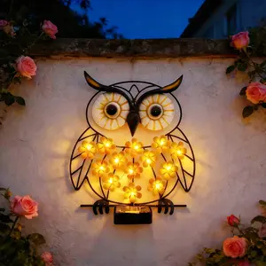 Iron Owl Solar Wall Light, Outdoor Decorative Ambient Exterior Lamp, Warm Color Light, Suitable for Courtyard, Garden, Path, Balcony, Festival Decorations