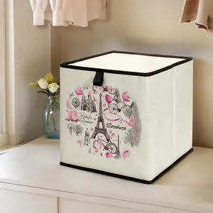 Iron Tower Building Printed Open Storage Box, Stackable Drawer Organizer, Durable Multi-Functional Design for Home Dorm Room Organization