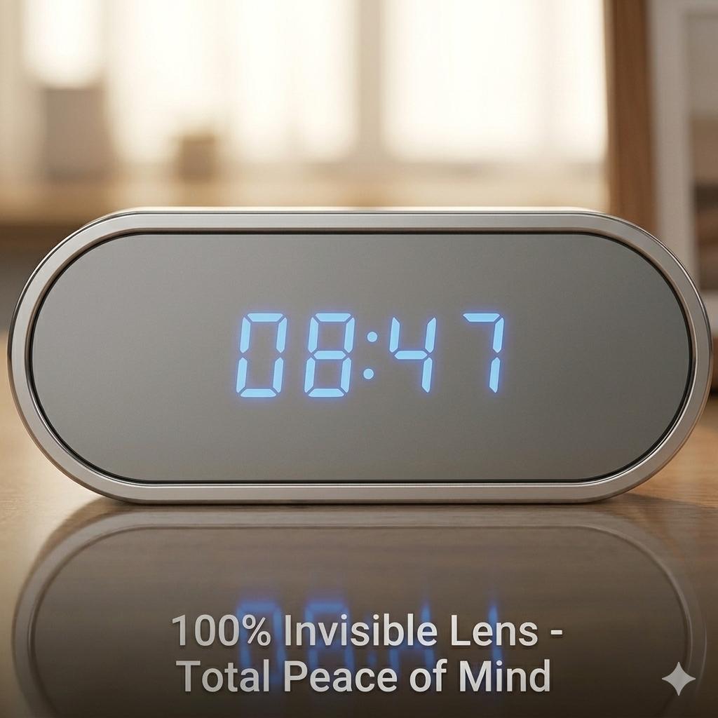 Camera with smart digital clock and dual-band WiFi (5 GHz and 2.4 GHz) | Home security system and real-time monitoring