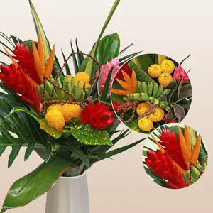 Summer Rocks Fresh Tropical Bqt - Luscious Beach-Inspired Bouquet with Gingers Heliconia & Mini Bananas 89 cm Stem Length No Vase Included