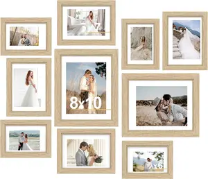 10 Pack Picture Frames Collage Wall Decor - Gallery Wall Frame Set with Mat for Wall Mounting or Tabletop Display, Including Two 8x10, Four 5x7, Four 4x6 Photo Frames, Real Glass
