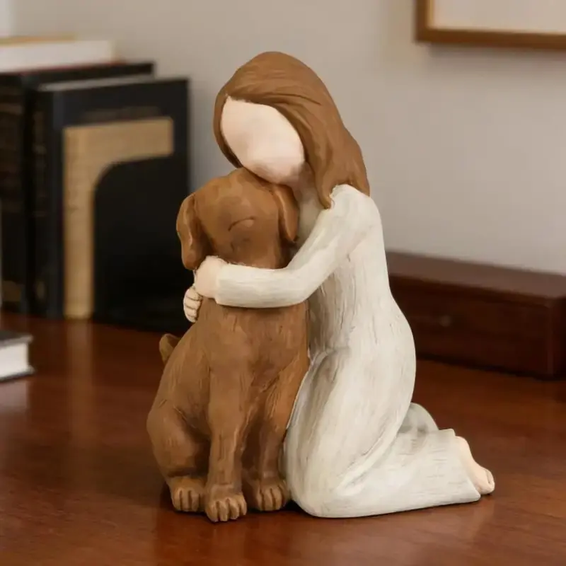 "Love My Dog" Statue, Dog Angel Friendship Memorial Gift, a hand-painted portrait meticulously crafted for dog lovers