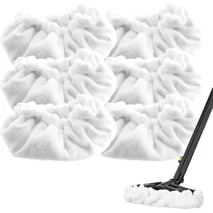 6 Pack Rectangle Reusable Washable Universal Large Bonnets Steam Mop Replacement Pads Steam Cleaner Accessories for Multi-Surface