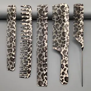 5pcs Hair Comb Set, Multiple Patterns, Professional Barber Combs, Durable PC Resin, Salon & Home Use, Gift for Beauty Salons
