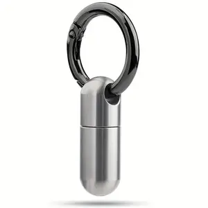 Mini Keychain Pill Holder, 1 Piece Stainless Steel Keychain Pill Box, Portable Travel Pill Organizer For Emergency Use