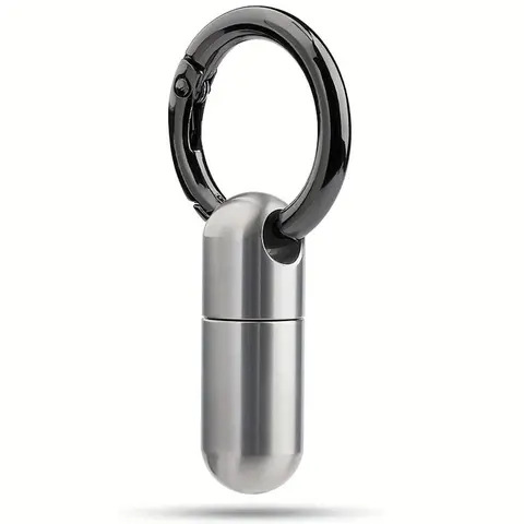 Mini Keychain Pill Holder, 1 Piece Stainless Steel Keychain Pill Box, Portable Travel Pill Organizer For Emergency Use, Portable Vitamin Organizer, Supplement Organizer, Vitamin Dispenser