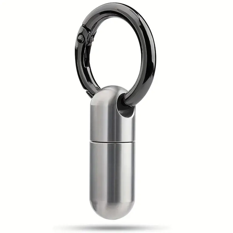 Mini Keychain Pill Holder, 1 Piece Stainless Steel Keychain Pill Box, Portable Travel Pill Organizer For Emergency Use, Portable Vitamin Organizer, Supplement Organizer, Vitamin Dispenser
