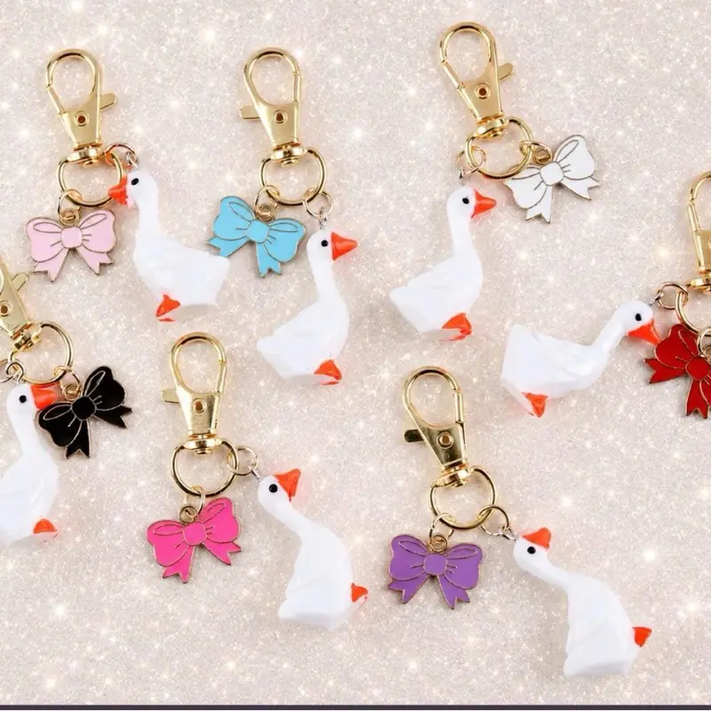 Goose With Bow Keychain