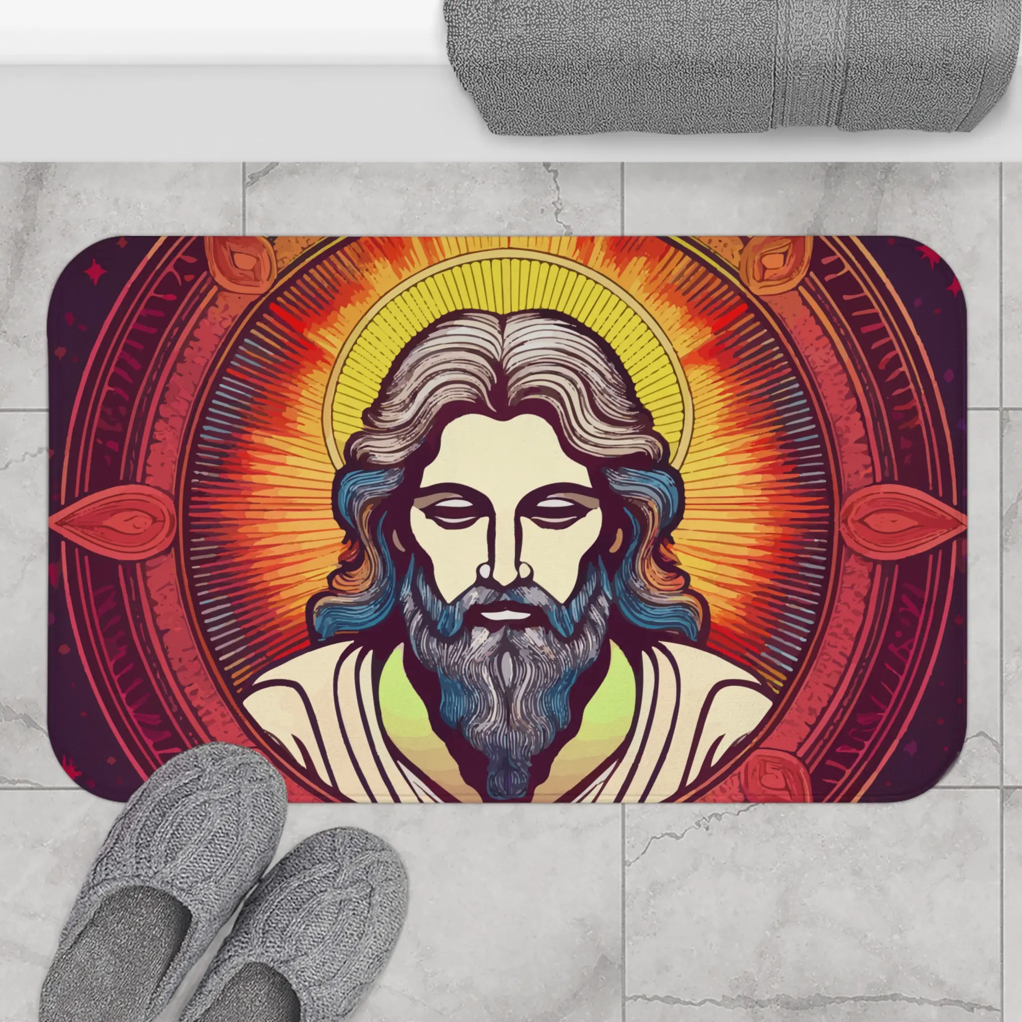 Jesus Microfiber Bath Mat for Bathroom - Soft and Absorbent rug